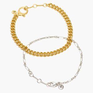 NWOT - Madewell Mixed Metal Chain Bracelet Set - Gold & Silver